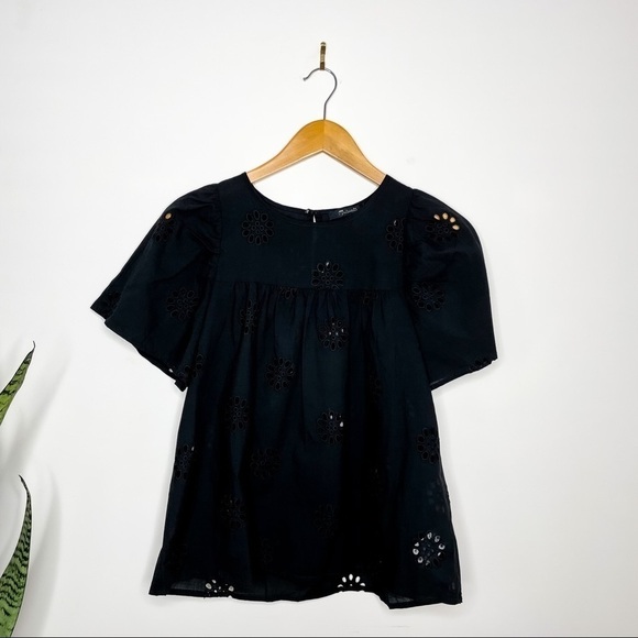 Madewell Daisy Eyelet Flutter-Sleeve Yoke Top XXS - Picture 5 of 10